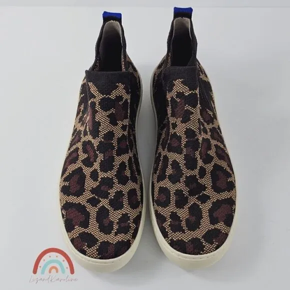 Rothy's Chelsea Wildcat Boot Leopard Cheetah High Top Slip On Sneakers
