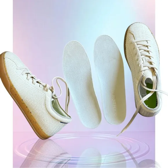 ROTHY’S Limited Edition Hemp Collection Cream and Tan Sneakers Size 10 Women