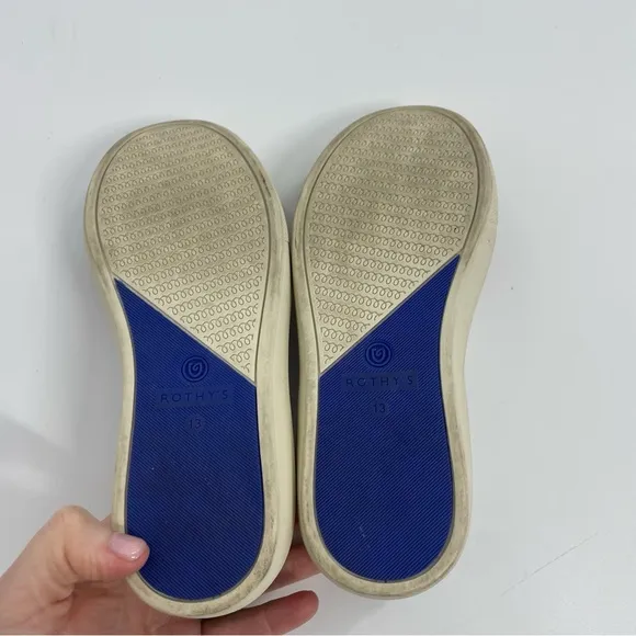 Rothy's Lollypop Slip on white Sneakers with red stripe washable preppy size 13