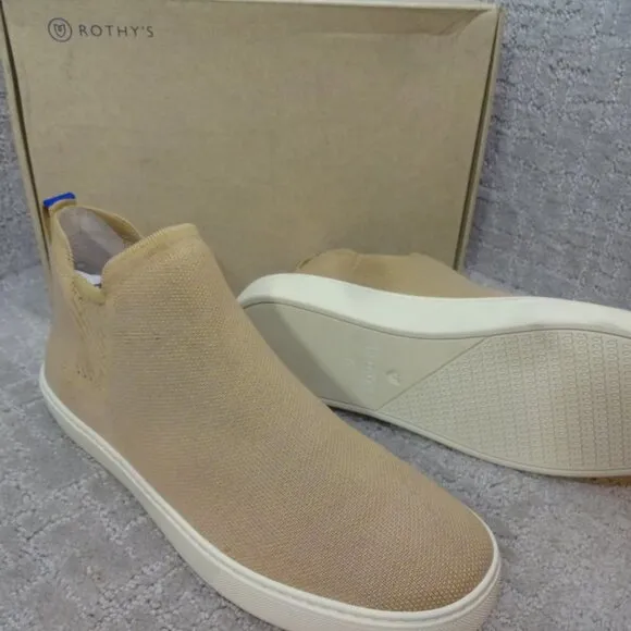 Rothy's Merino The Chelsea Women's Size 12.5 US Camel Knit Pull On Ankle Boots