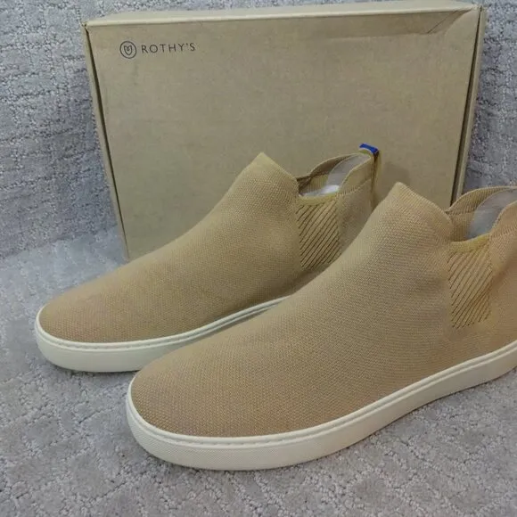 Rothy's Merino The Chelsea Women's Size 12.5 US Camel Knit Pull On Ankle Boots
