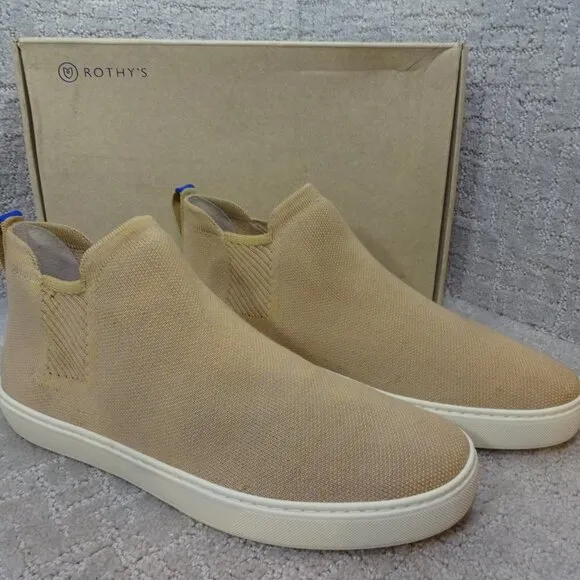 Rothy's Merino The Chelsea Women's Size 12.5 US Camel Knit Pull On Ankle Boots