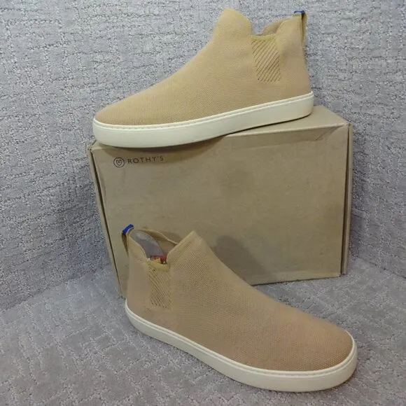 Rothy's Merino The Chelsea Women's Size 12.5 US Camel Knit Pull On Ankle Boots