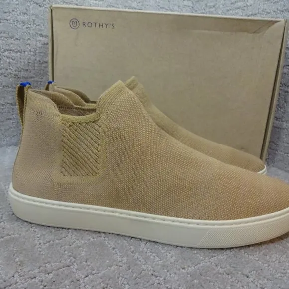 Rothy's Merino The Chelsea Women's Size 12.5 US Camel Knit Pull On Ankle Boots