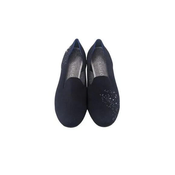Rothys Pisces Zodiac Slip On The Loafers Dark Blue Silver Womens Size 9