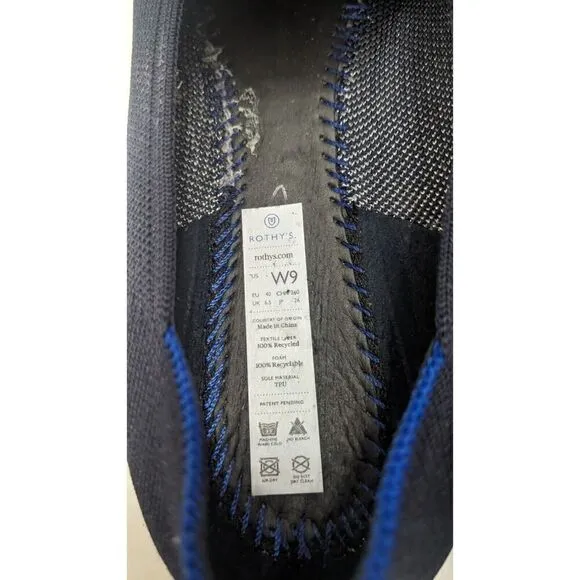 Rothys Pisces Zodiac Slip On The Loafers Dark Blue Silver Womens Size 9