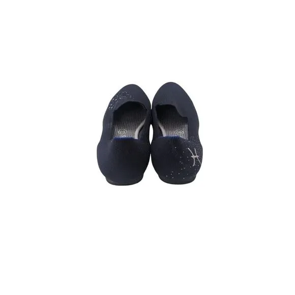 Rothys Pisces Zodiac Slip On The Loafers Dark Blue Silver Womens Size 9