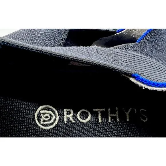 Rothy's Shoes Women Size 8 Slip On Sneakers Black Blue Loafer Black Blue