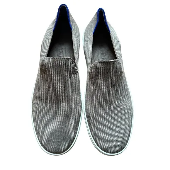 Rothys Slip On Sneakers Loafer Womens Size 11 Brown Knit Upper Blue Accent Strip
