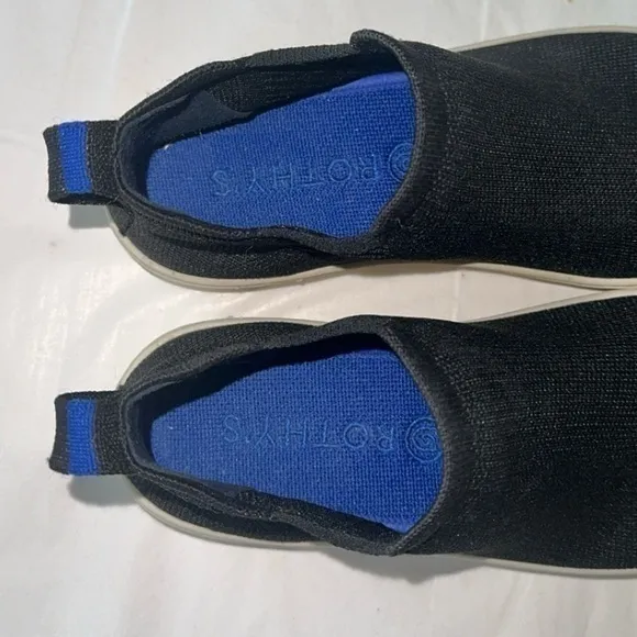 Rothy's The Chelsea Black Hi Top‎ Sneaker Sporty Pull On Shoes 7
