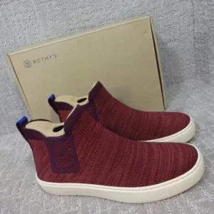 Rothys The Chelsea Red Plum Melange Fabric High Top Sneaker Boots Multiple Sizes