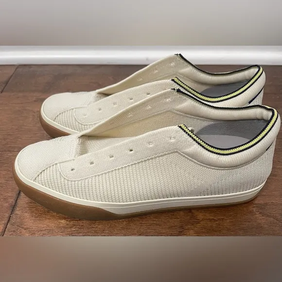 Rothy’s The Lace Up Cream Neutral Knitted Sneakers Size 7
