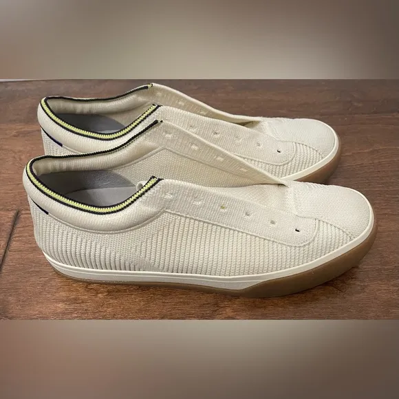 Rothy’s The Lace Up Cream Neutral Knitted Sneakers Size 7