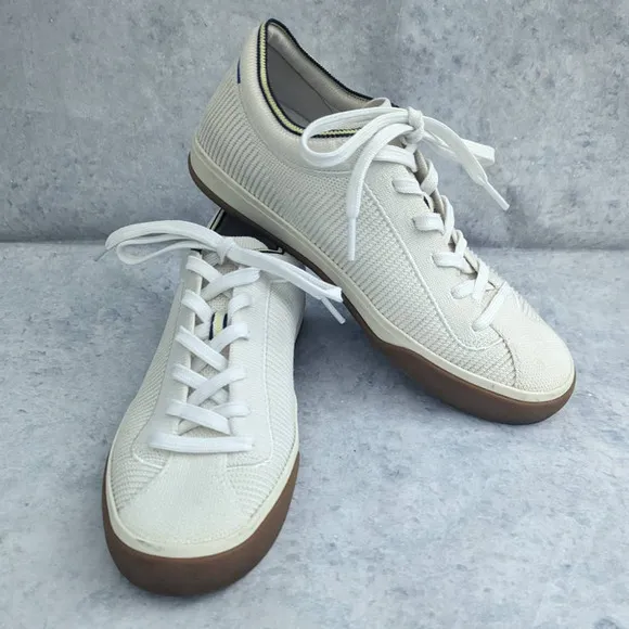 Rothy's The Lace Up Sneaker in Off-White Vanilla, Size 8
