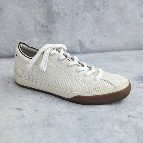 Rothy's The Lace Up Sneaker in Off-White Vanilla, Size 8