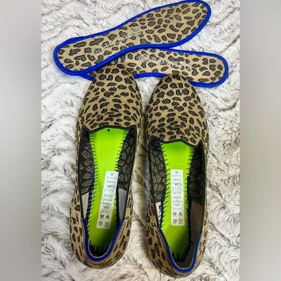 Rothy's The Loafer Spotted Leopard Print  Round Toe Slip On Women’s Size 7.5