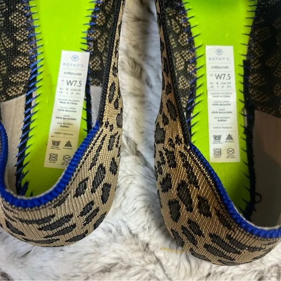 Rothy's The Loafer Spotted Leopard Print  Round Toe Slip On Women’s Size 7.5