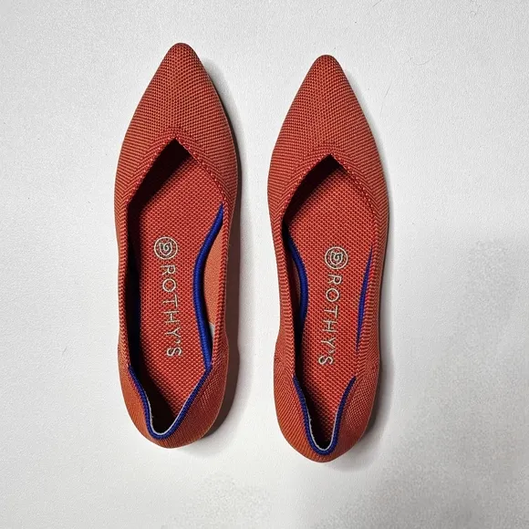 Rothy's The Point Persimmon Flats Size 7 Rare Retired Orange