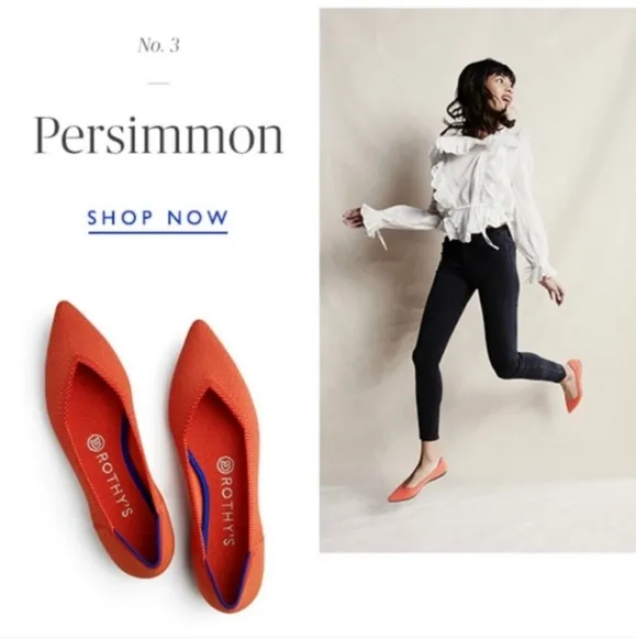 Rothy's The Point Persimmon Flats Size 7 Rare Retired Orange