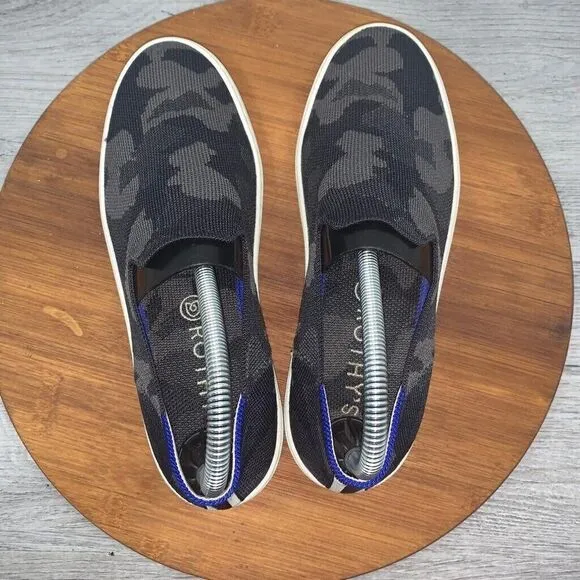 ROTHY’S Women’s Size 7 The Original Slip On Sneaker Camo Black /Grey /Blue