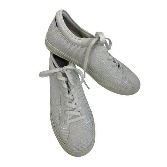 Rothys Womens White Knit Lace-Up Sneakers Size 9 Eco-Friendly EUC