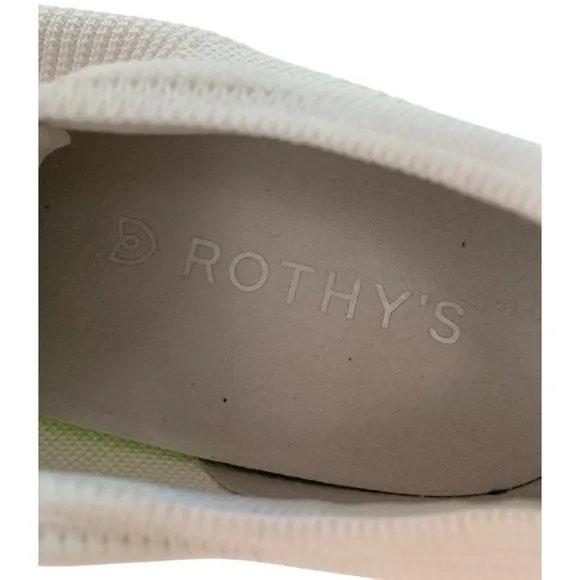 Rothys Womens White Knit Lace-Up Sneakers Size 9 Eco-Friendly EUC