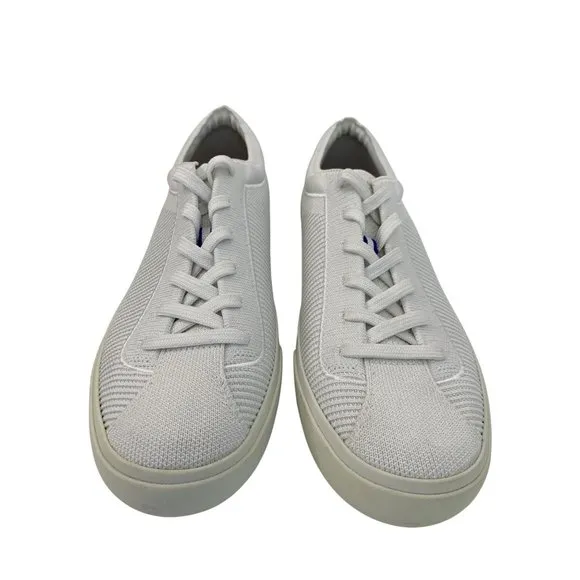Rothys Womens White Knit Lace-Up Sneakers Size 9 Eco-Friendly EUC