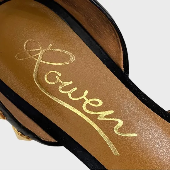 Rowen Black Suede Gold Stud Flats with Padded Insoles Size 9 1/2