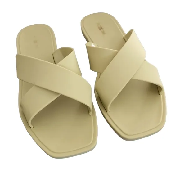 Roxoni Criss Cross Jelly Slides 40 9 Sandals  Flexible Minimalist Opaque