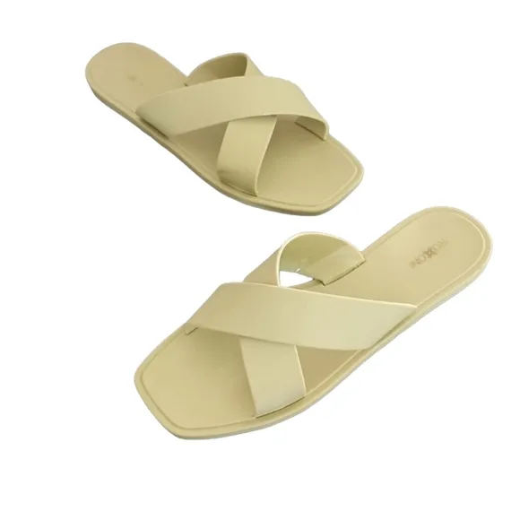 Roxoni Criss Cross Jelly Slides 40 9 Sandals  Flexible Minimalist Opaque