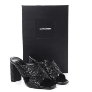 Saint Laurent Glitter LouLou 95 Sparkly Glitter Mule Sandal size 39
