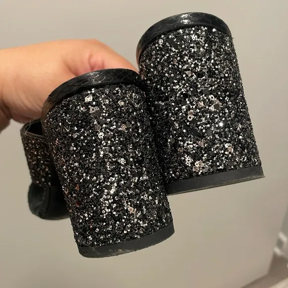 Saint Laurent Glitter LouLou 95 Sparkly Glitter Mule Sandal size 39