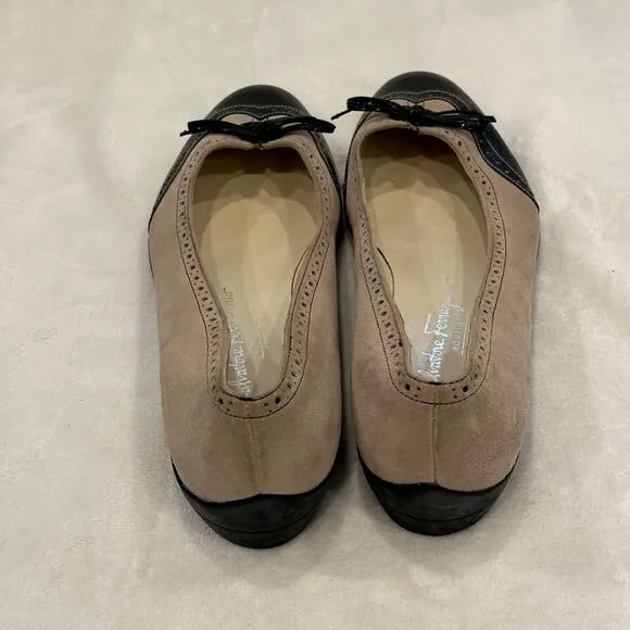 Salvatore Ferragamo Ballet Flats sz 8 Suede Oxford Cap Toe Flats