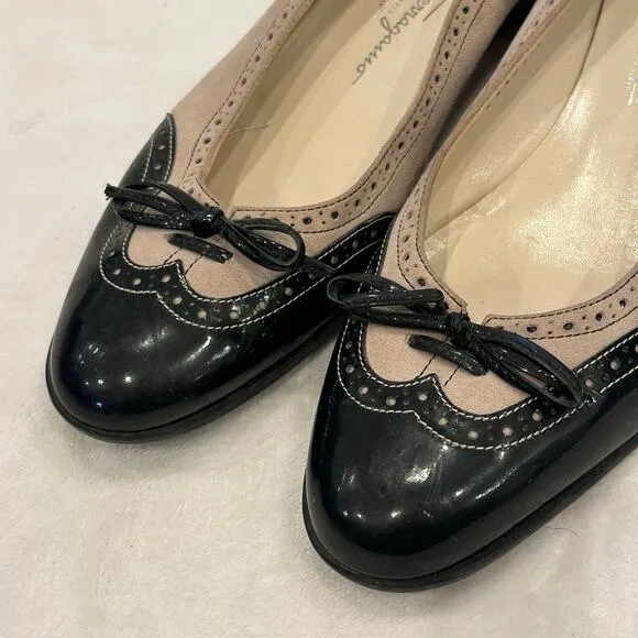 Salvatore Ferragamo Ballet Flats sz 8 Suede Oxford Cap Toe Flats