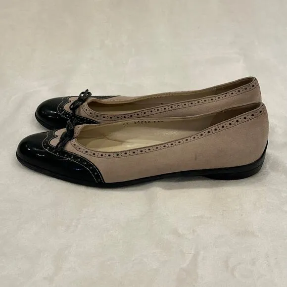 Salvatore Ferragamo Ballet Flats sz 8 Suede Oxford Cap Toe Flats