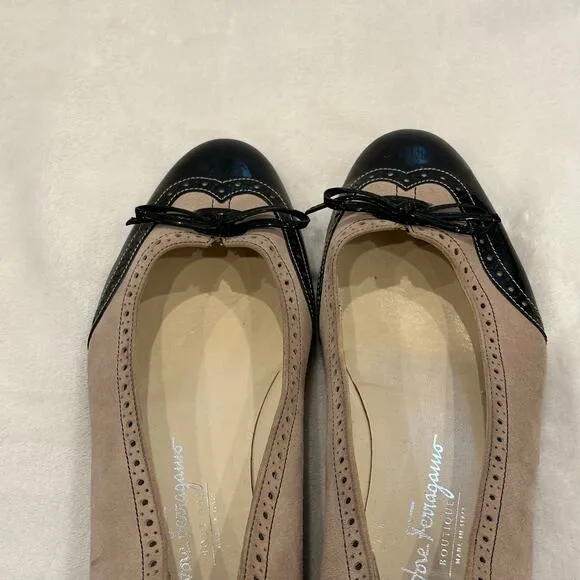 Salvatore Ferragamo Ballet Flats sz 8 Suede Oxford Cap Toe Flats