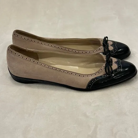 Salvatore Ferragamo Ballet Flats sz 8 Suede Oxford Cap Toe Flats