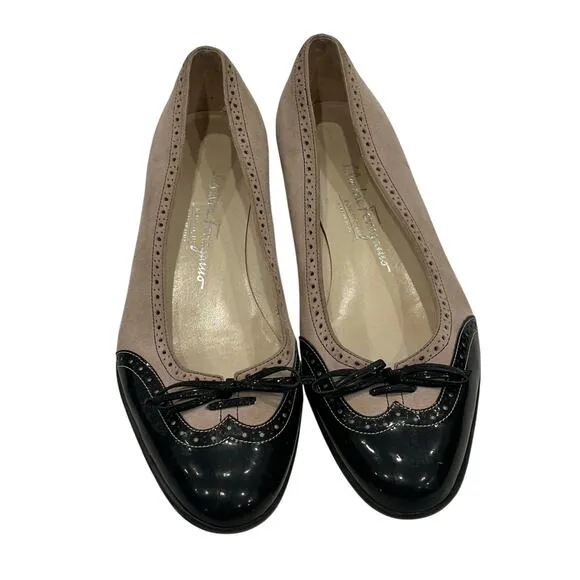 Salvatore Ferragamo Ballet Flats sz 8 Suede Oxford Cap Toe Flats