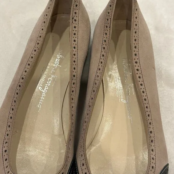 Salvatore Ferragamo Ballet Flats sz 8 Suede Oxford Cap Toe Flats