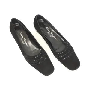 SALVATORE FERRAGAMO Black Suede Flat Shoe
