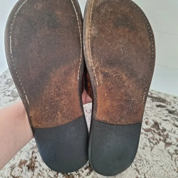 Salvatore Ferragamo logo Brown Leather slides sandals size 10.5 D