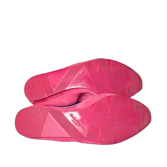Salvatore Ferragamo My Joy Pink Suede Varina Bow Ballerina Flats