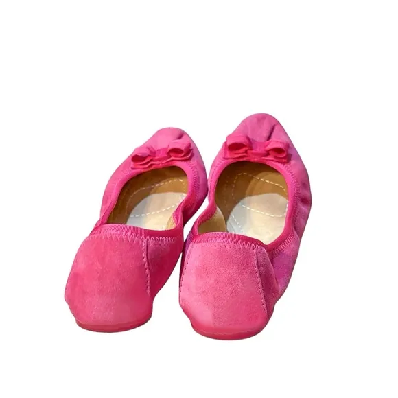 Salvatore Ferragamo My Joy Pink Suede Varina Bow Ballerina Flats