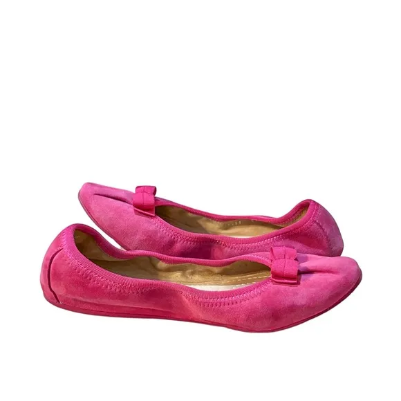 Salvatore Ferragamo My Joy Pink Suede Varina Bow Ballerina Flats