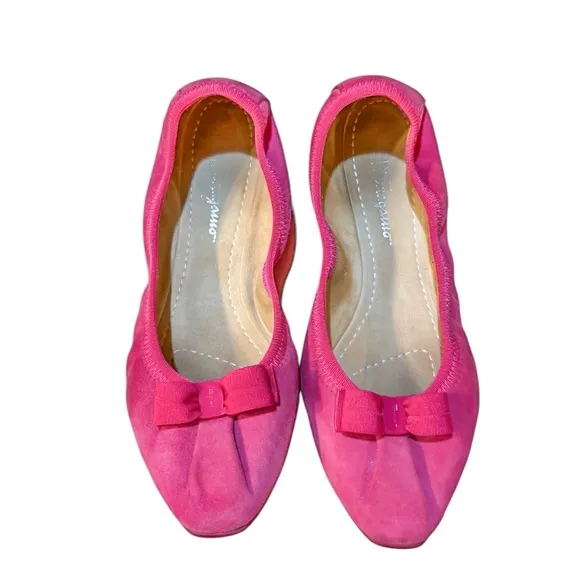 Salvatore Ferragamo My Joy Pink Suede Varina Bow Ballerina Flats