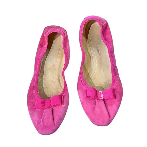 Salvatore Ferragamo My Joy Pink Suede Varina Bow Ballerina Flats