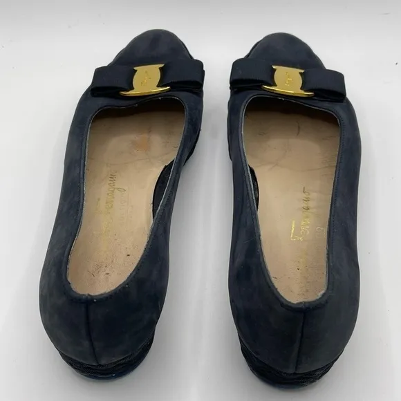 Salvatore Ferragamo | Navy Suede Flats | 5.5