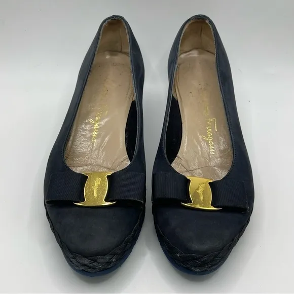 Salvatore Ferragamo | Navy Suede Flats | 5.5