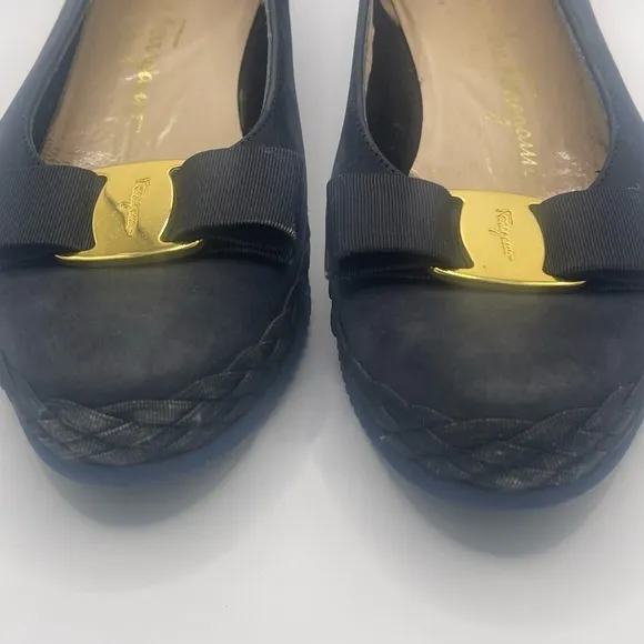 Salvatore Ferragamo | Navy Suede Flats | 5.5