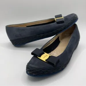 Salvatore Ferragamo | Navy Suede Flats | 5.5